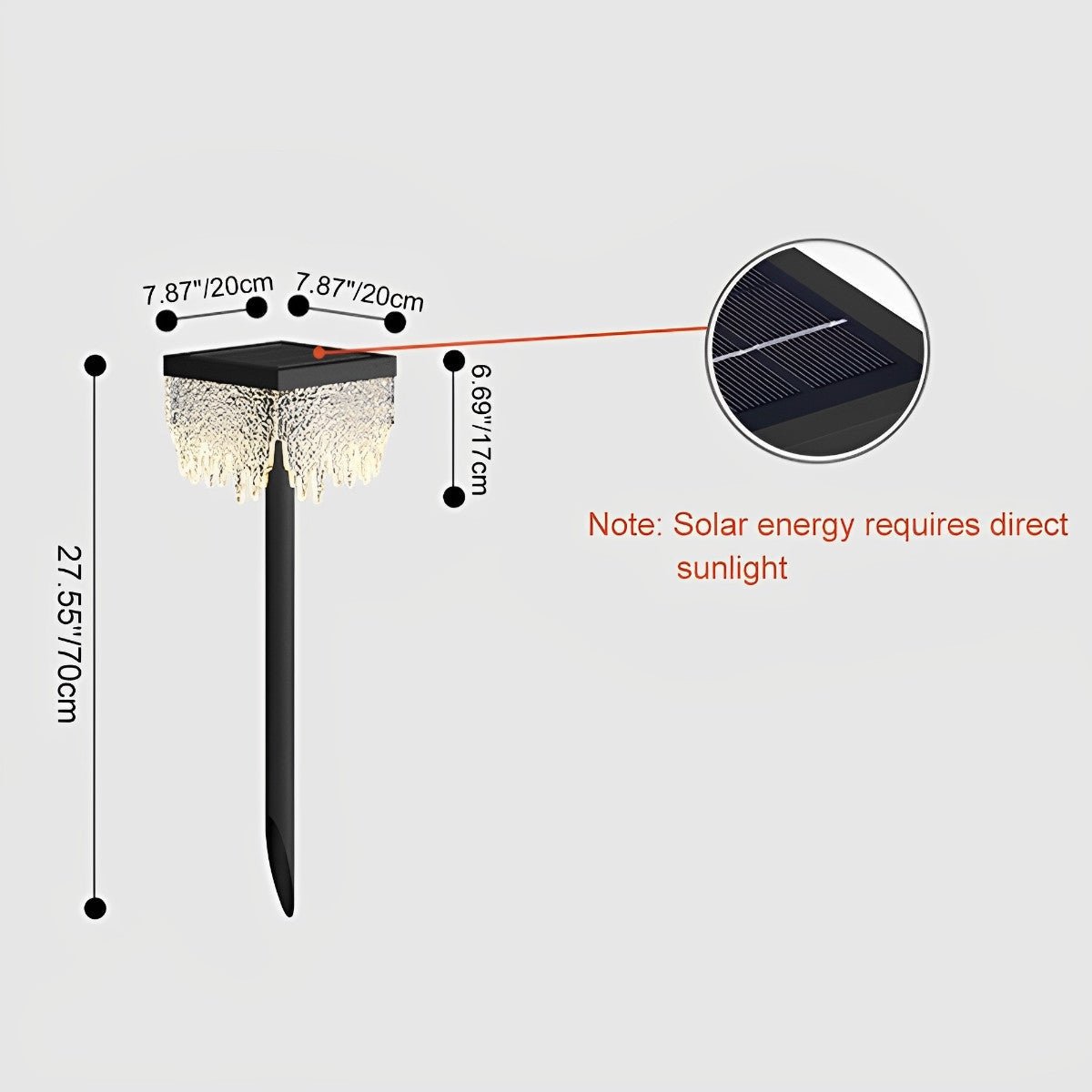 27.56'' Square Waterproof Solar Outdoor Lawn Landscape Light - Glimvale