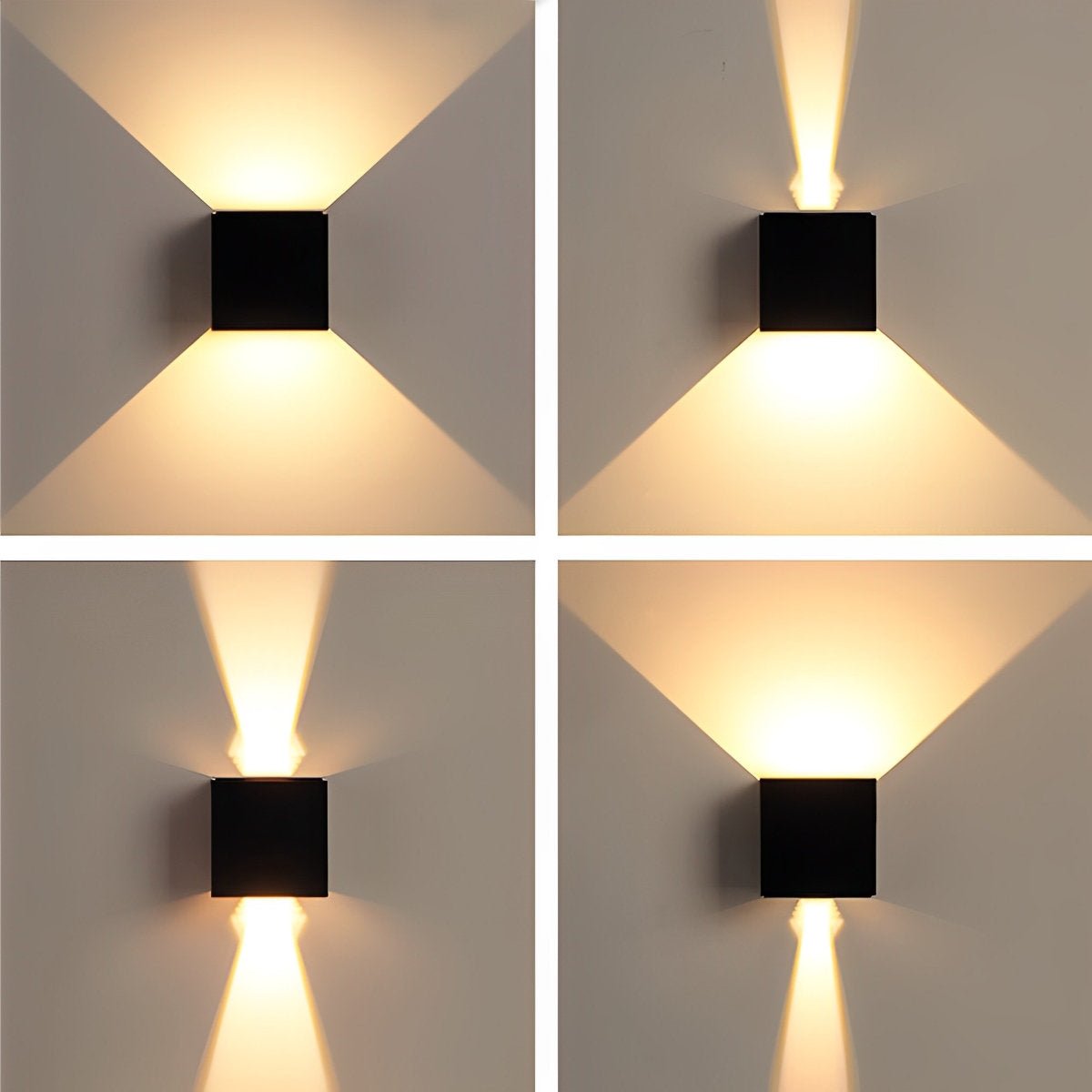 Black Square Up Down LED Lighting Exterior Porch Lights - Glimvale