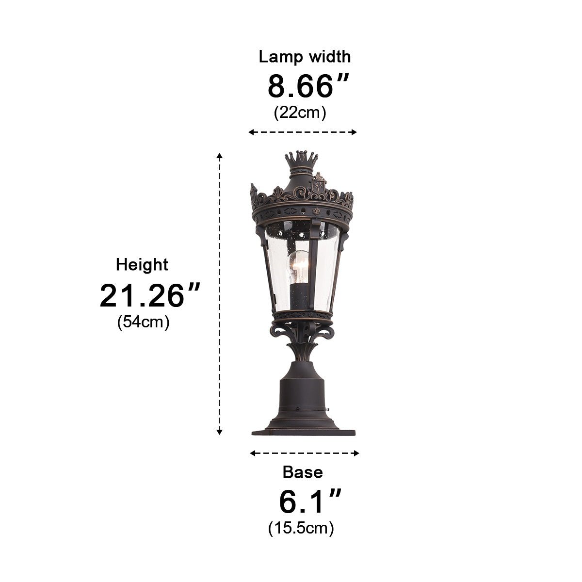 Classic Vintage European Lantern Outdoor Post Light - Glimvale