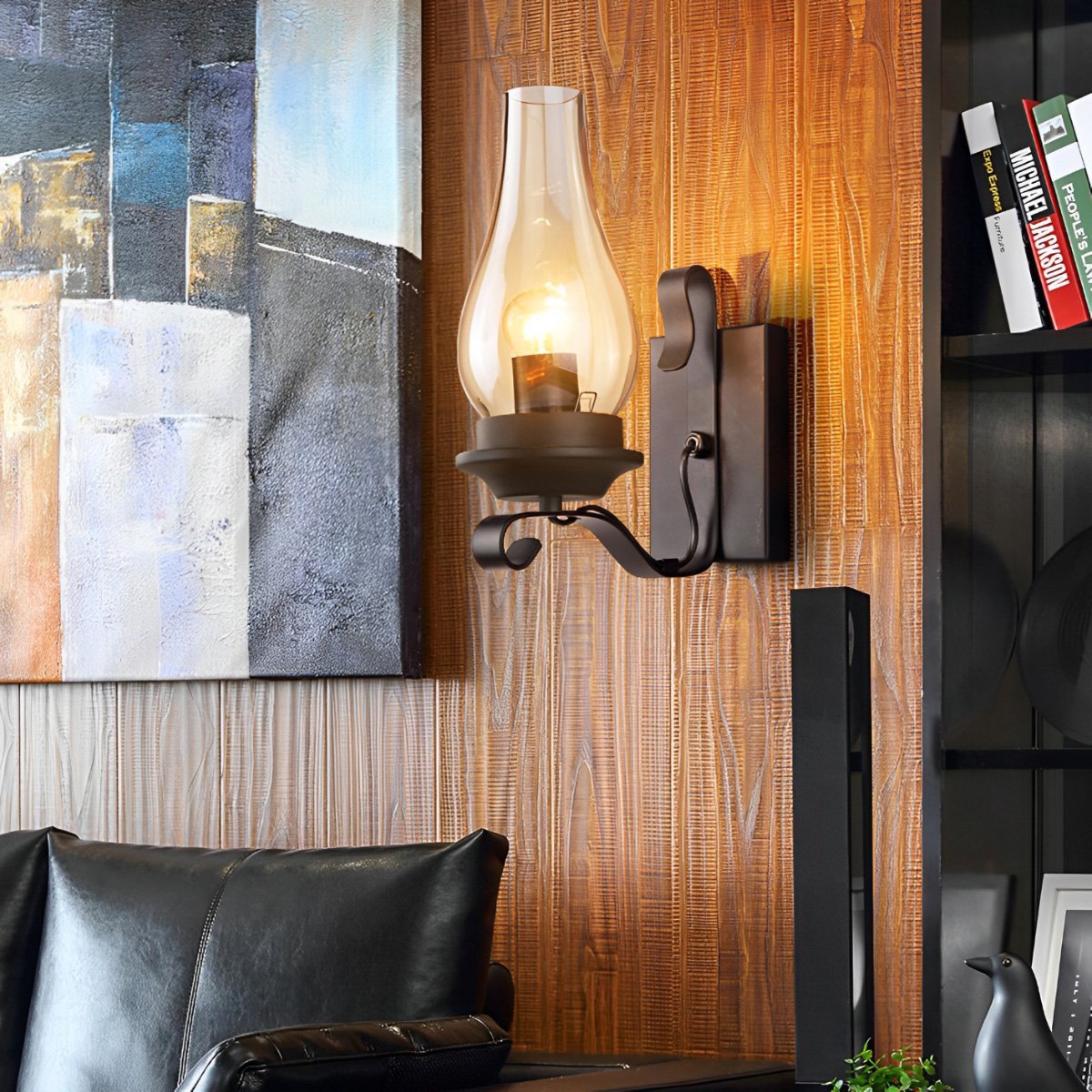 Indoor Industrial LED Kerosene Oil Lamp Wall Sconces - Glimvale