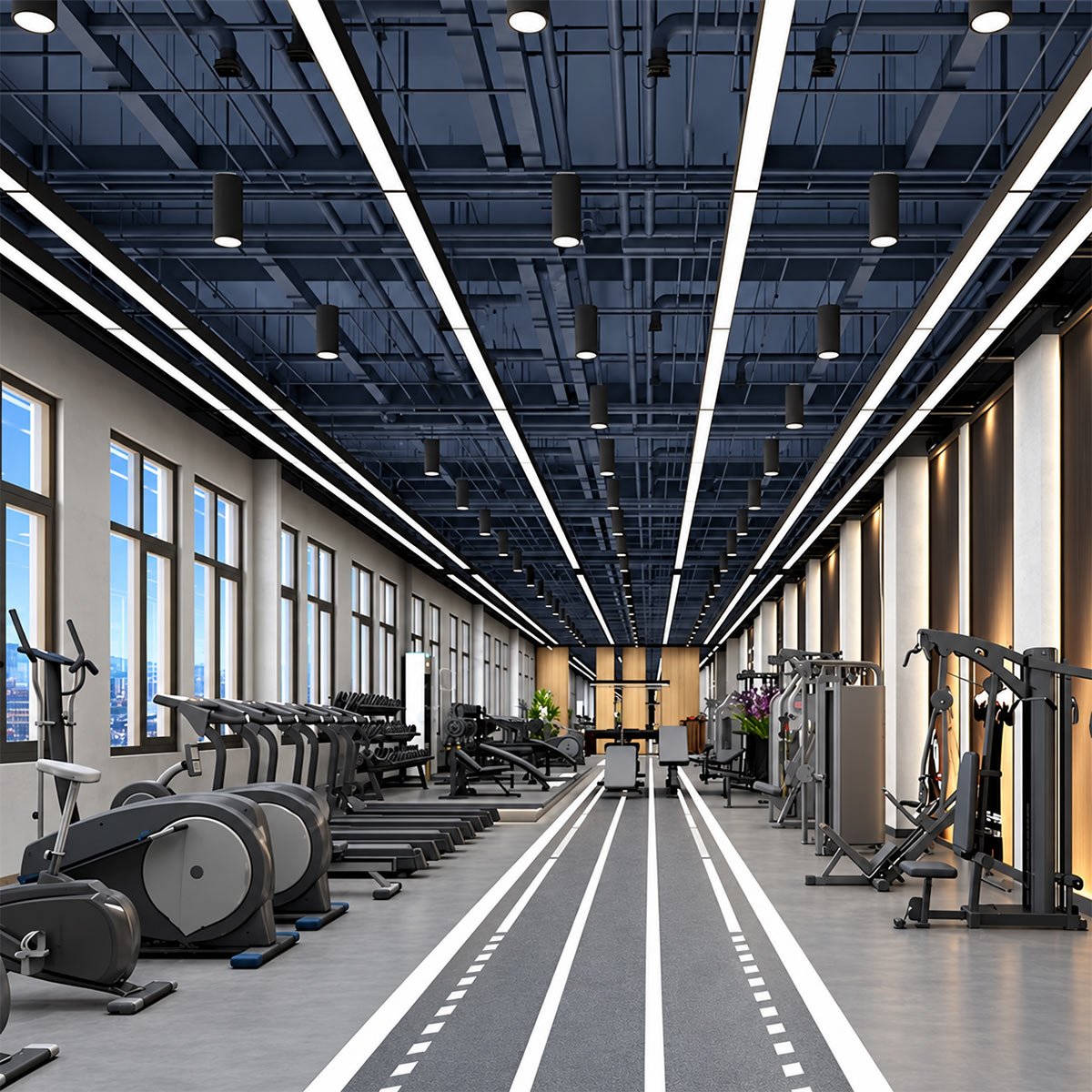 Minimalist Black LED Recessed Suspended Office Hanging Light - Glimvale