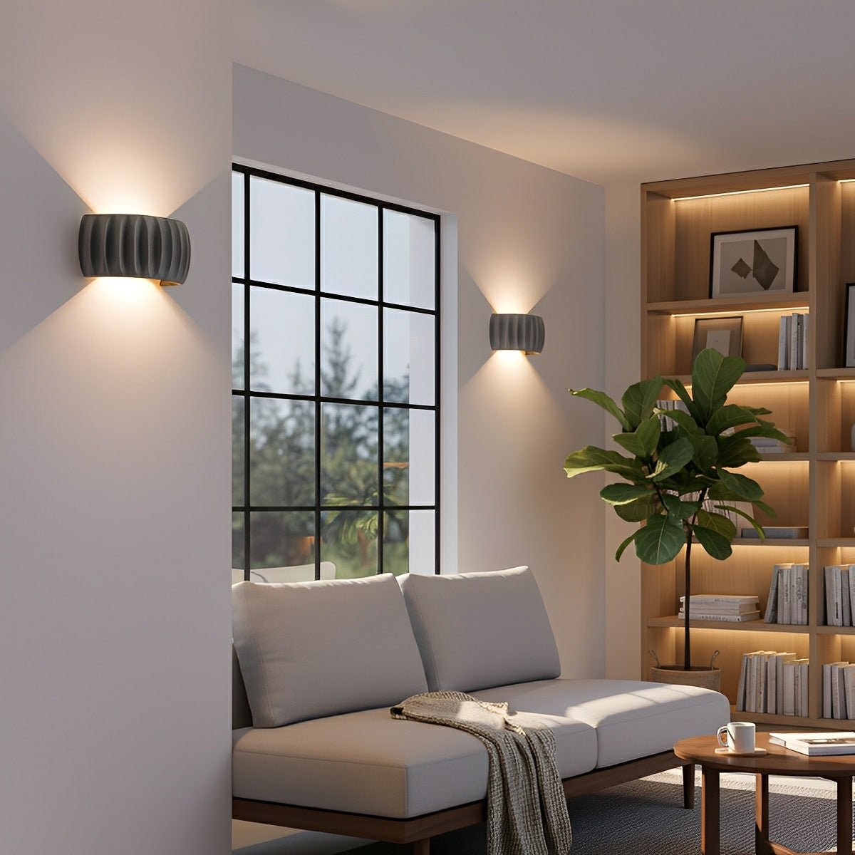 Modern Arc Concrete Carve Up and Down LED Wall Sconces - Glimvale