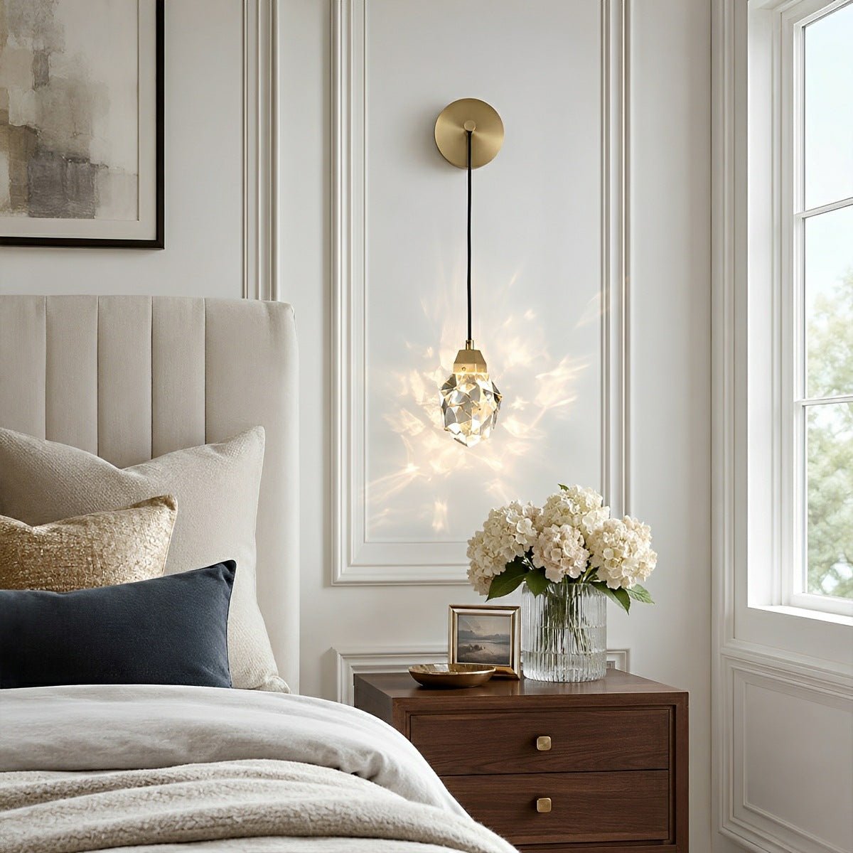 Modern Luxury Faceted Crystal Wall Sconce - Glimvale