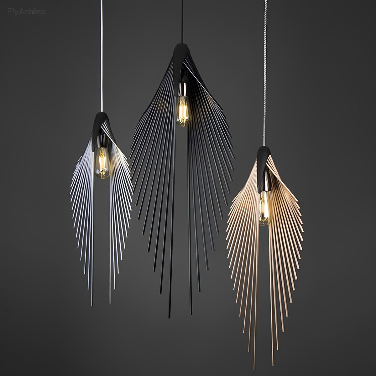 Modern Luxury Sculptural Feather LED Pendant Light - Glimvale