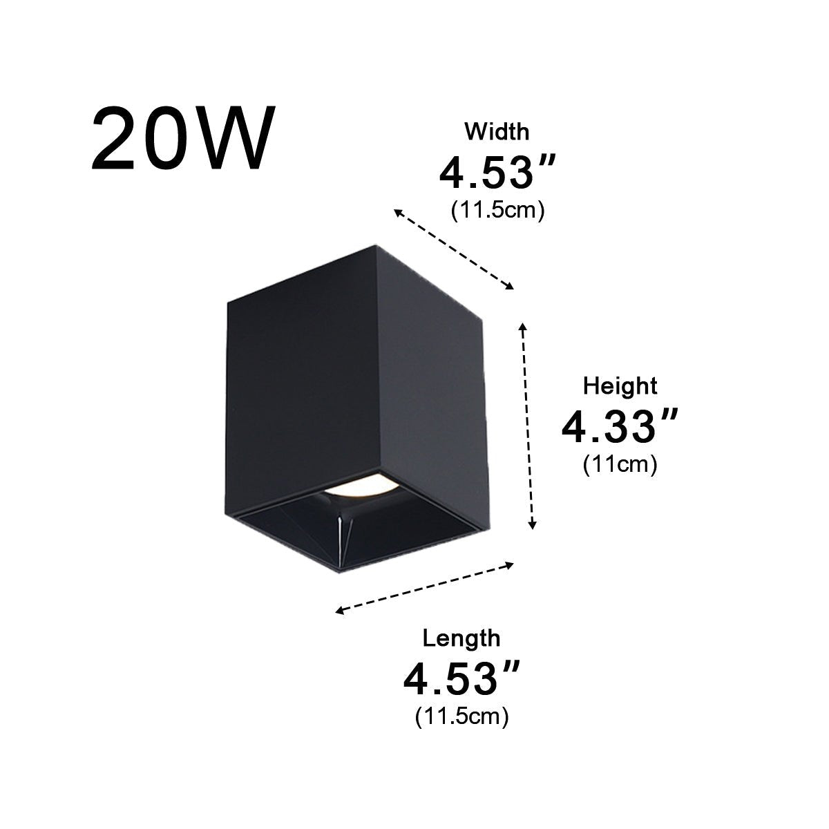 Modern Minimalist Aluminum Square COB Ceiling Spot Light - Glimvale