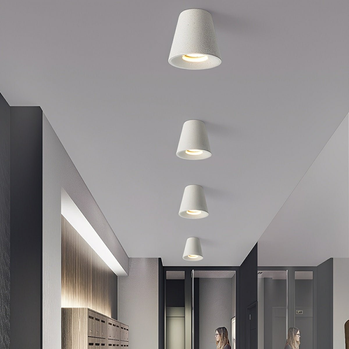 Modern Minimalist Cone - Shaped Cement LED Ceiling Lights - Glimvale