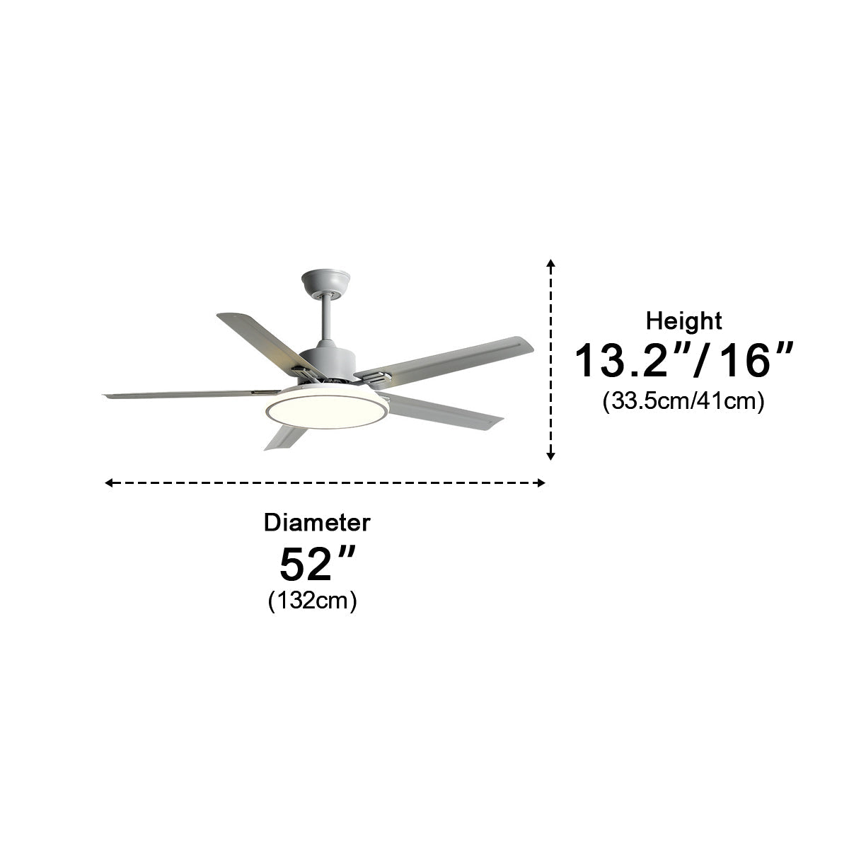 Modern Minimalist Five - leaf Stainless Steel Ceiling Fan - Glimvale
