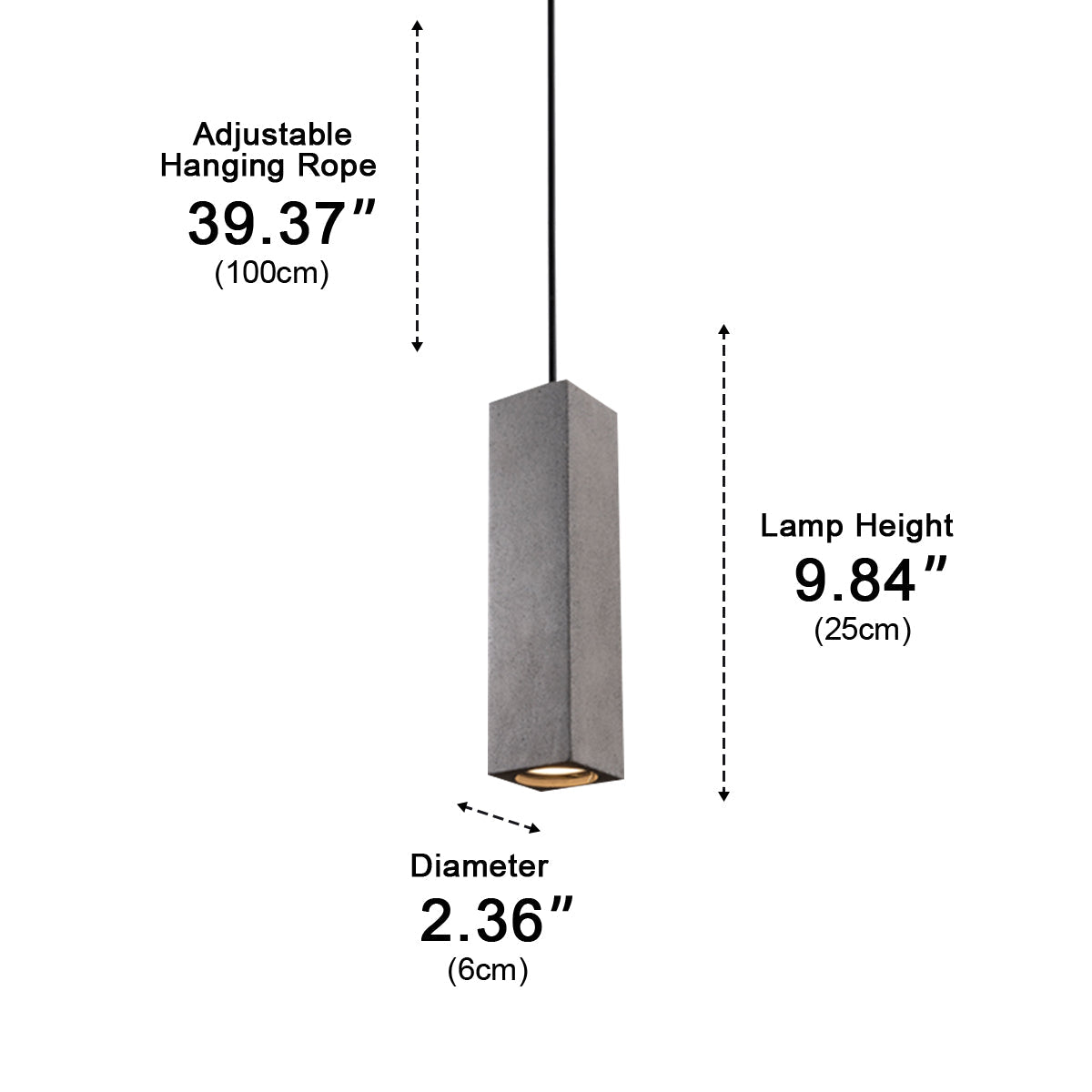 Modern Minimalist Square Cement LED Pendant Lights - Glimvale