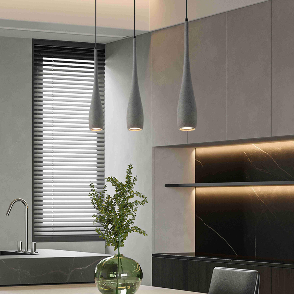 Modern Minimalist Water Drop Indoor Cement LED Pendant Lights - Glimvale
