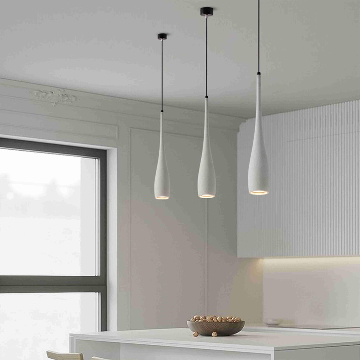 Modern Minimalist Water Drop Indoor Cement LED Pendant Lights - Glimvale
