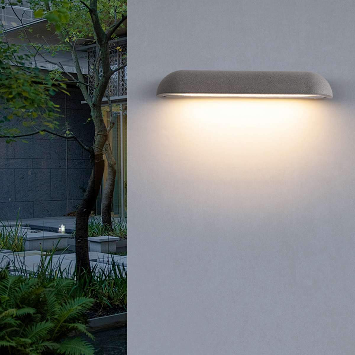 Modern Minimalist Waterproof Outdoor Cement Long Dome LED Porch Lights - Glimvale