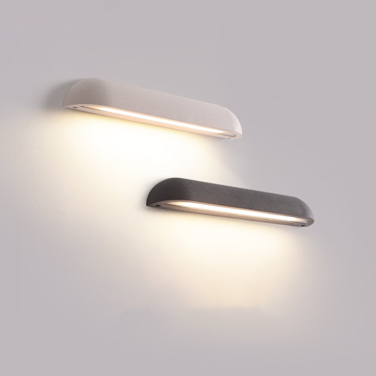 Modern Minimalist Waterproof Outdoor Cement Long Dome LED Porch Lights - Glimvale