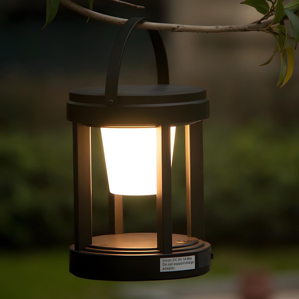 Modern Minimalist Waterproof Solar LED Outdoor Lantern Tabletop Lamp Rechargeable - Glimvale