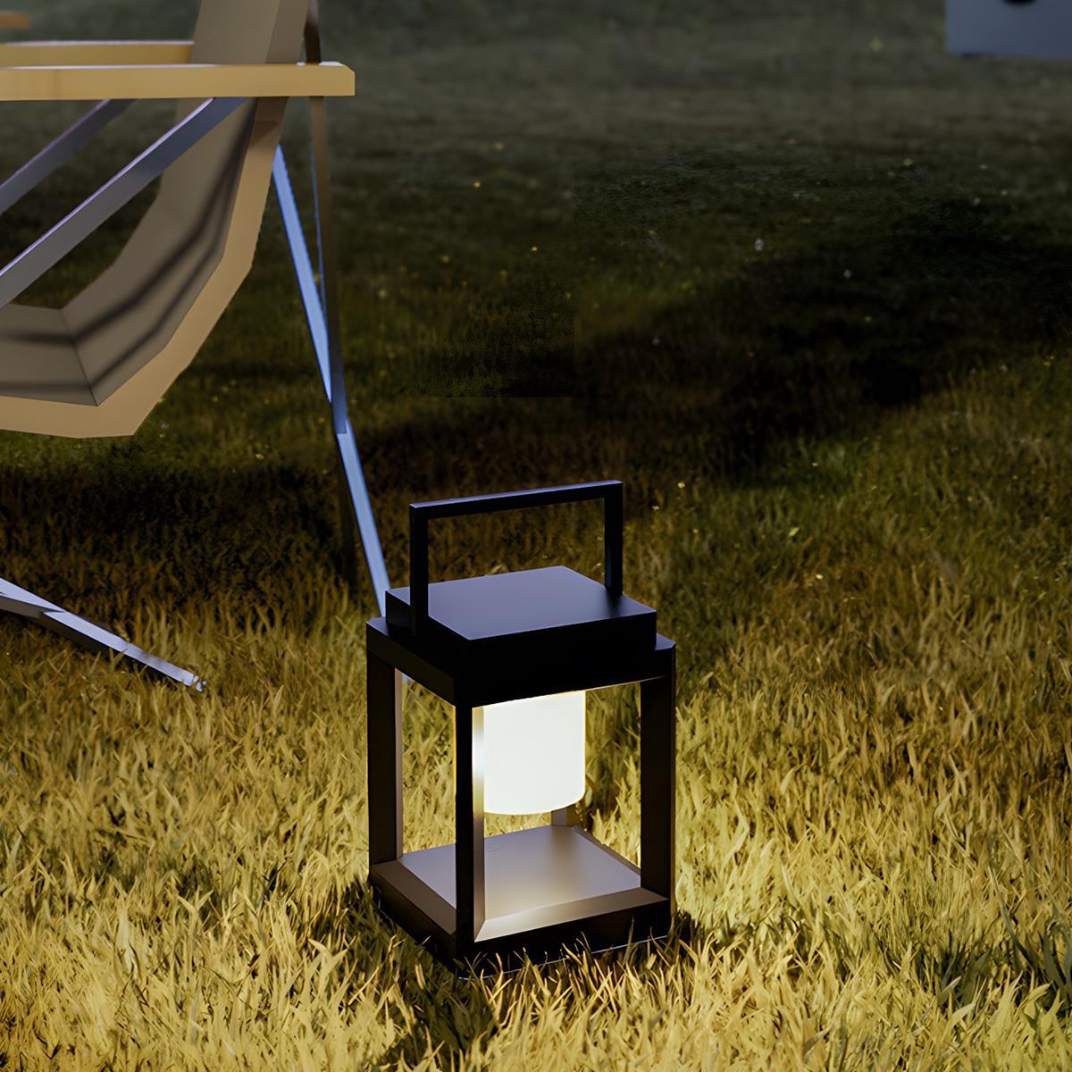 Modern Minimalist Waterproof Solar LED Outdoor Lantern Tabletop Lamp Rechargeable - Glimvale