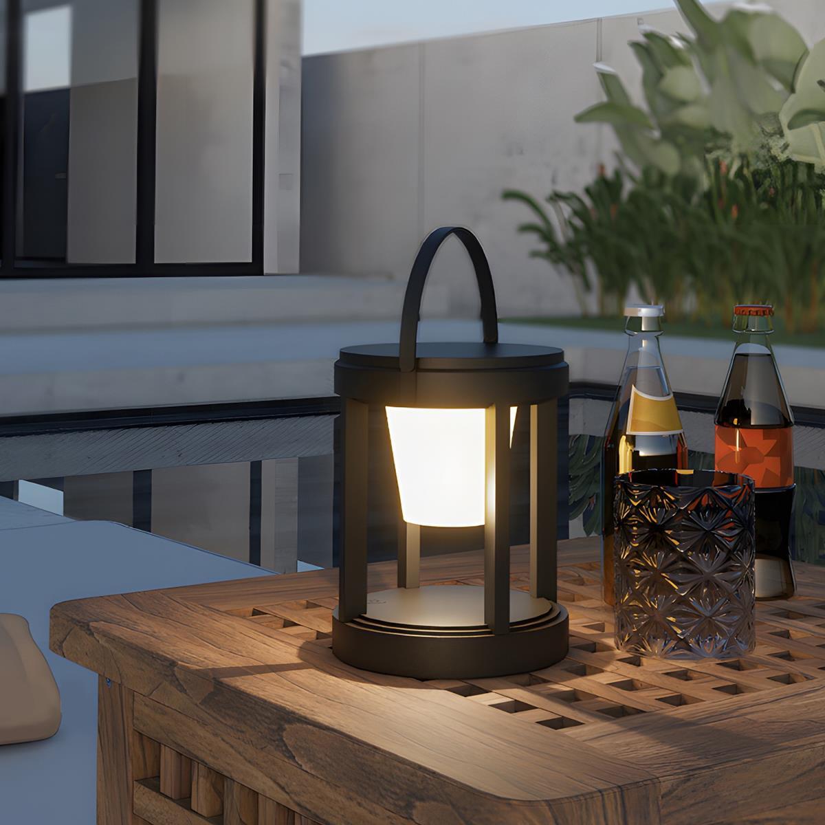 Modern Minimalist Waterproof Solar LED Outdoor Lantern Tabletop Lamp Rechargeable - Glimvale