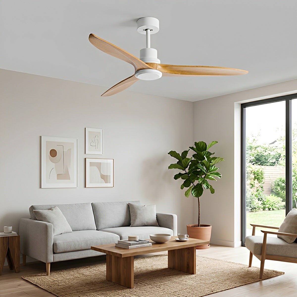Modern Minimalist Wood DC Motor Reverse Ceiling Fan - Glimvale