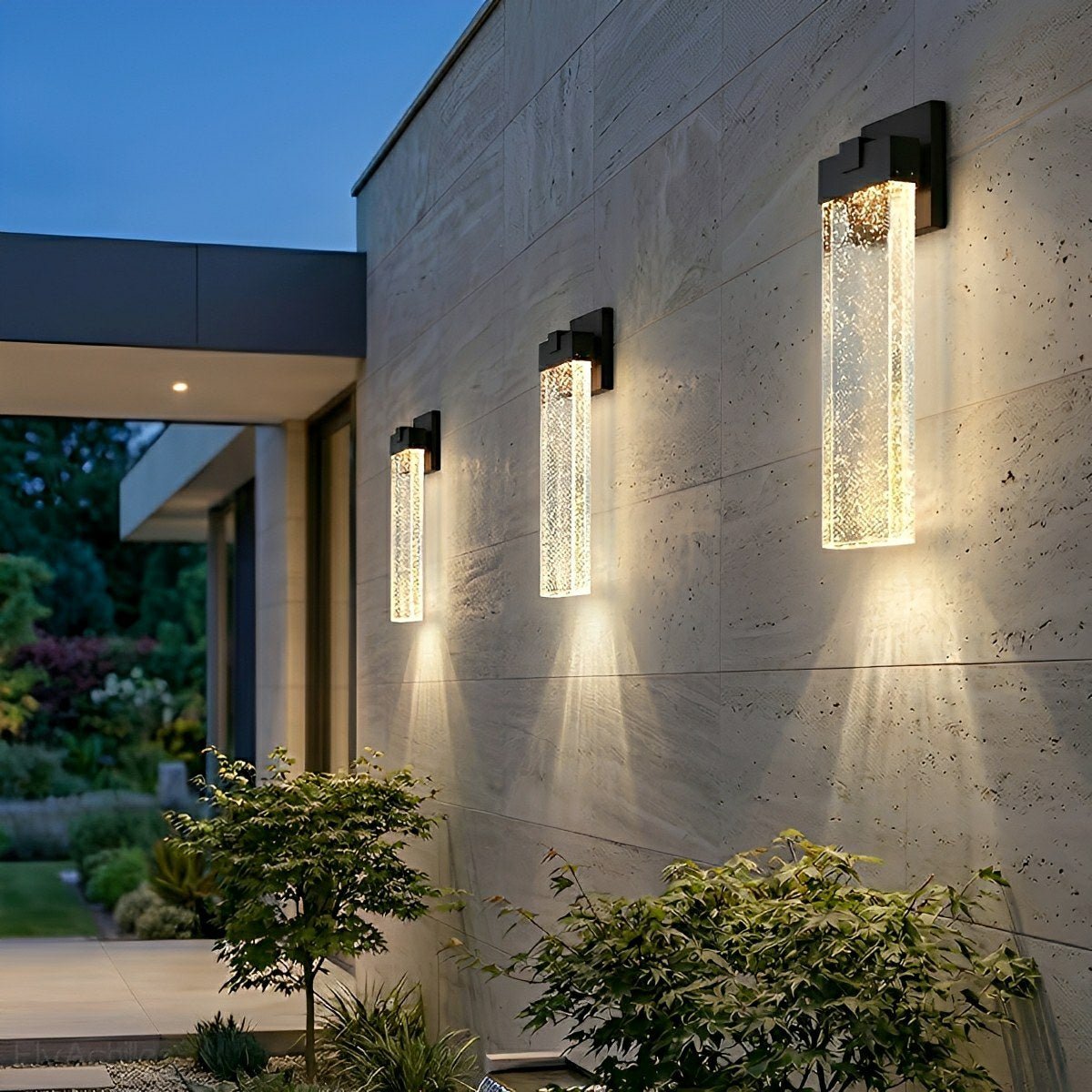 Modern Rectangular Crystal Bubble Waterproof LED Outdoor Wall Light - Glimvale