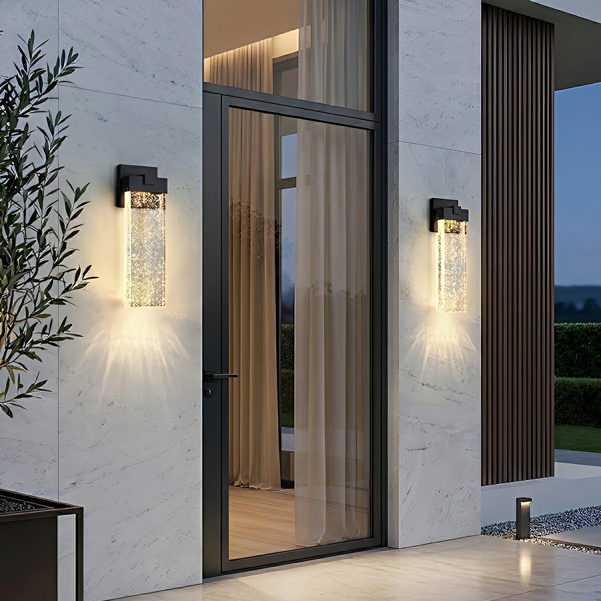 Modern Rectangular Crystal Bubble Waterproof LED Outdoor Wall Light - Glimvale