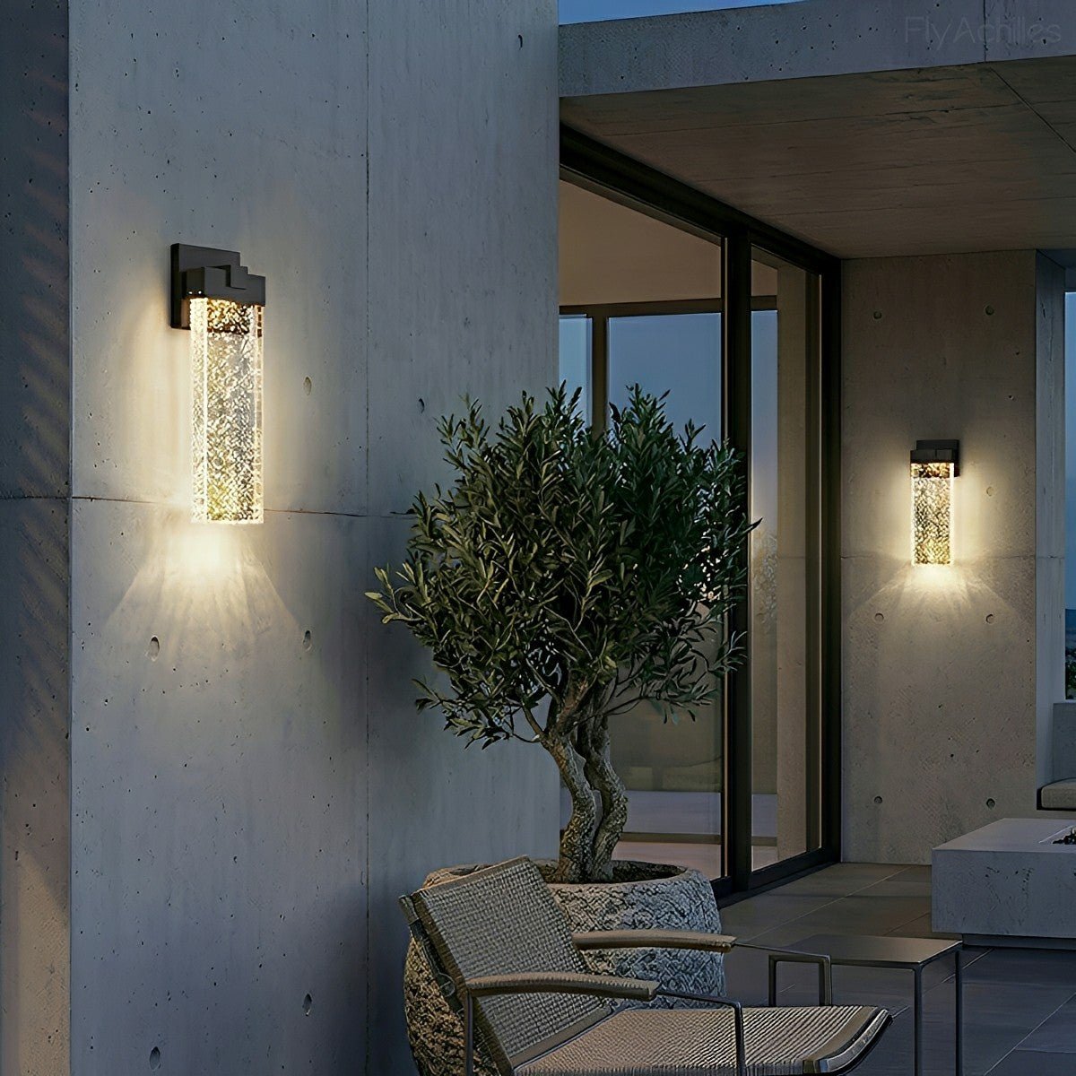 Modern Rectangular Crystal Bubble Waterproof LED Outdoor Wall Light - Glimvale