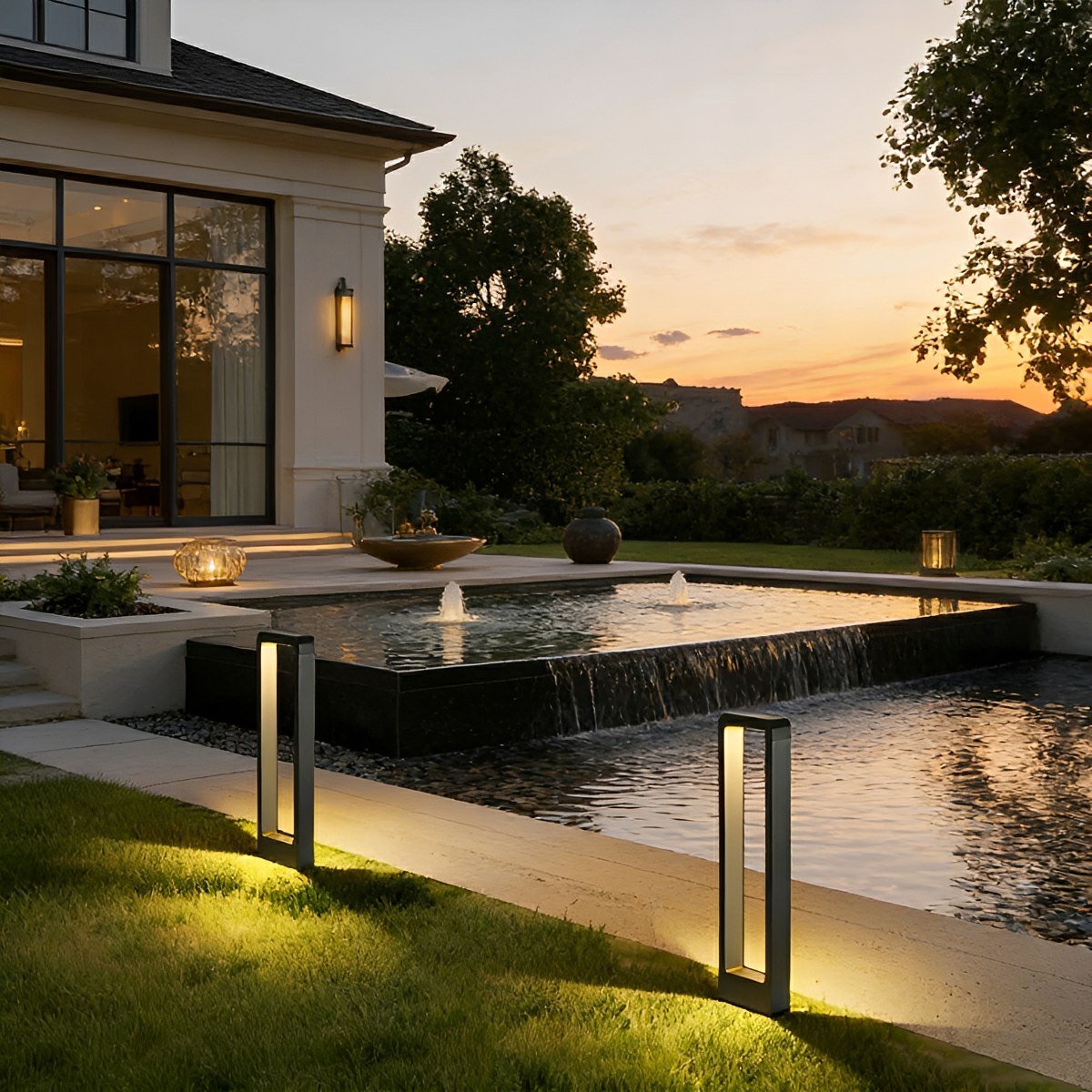 Modern Rectangular Frame Waterproof Outdoor Bollard Parth Light - Glimvale