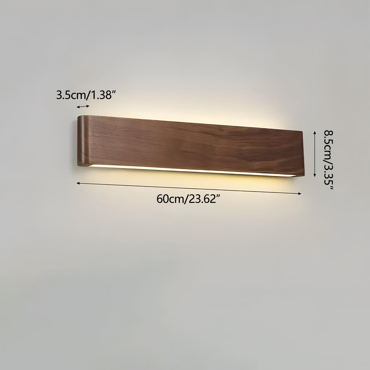 Modern Walnut Solid Wood Rectangular LED Indoor Wall Sconce - Glimvale