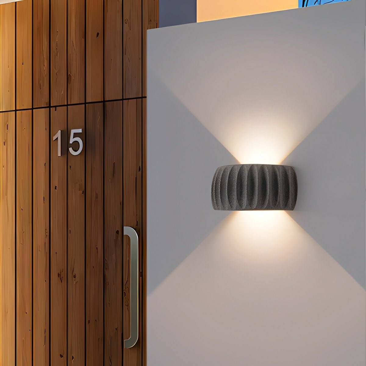 Modern Waterproof Arc Cement Carve Up and Down LED Outdoor Wall Lights - Glimvale