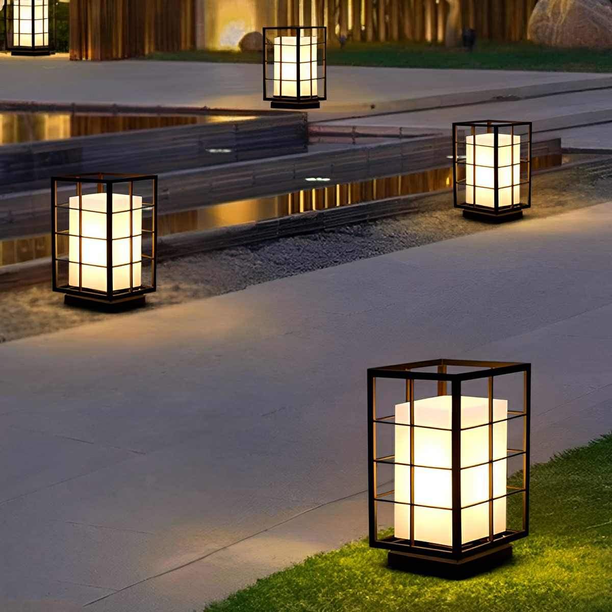 Modern Waterproof Square Lantern LED Outdoor Landscape Lawn Lighting - Glimvale
