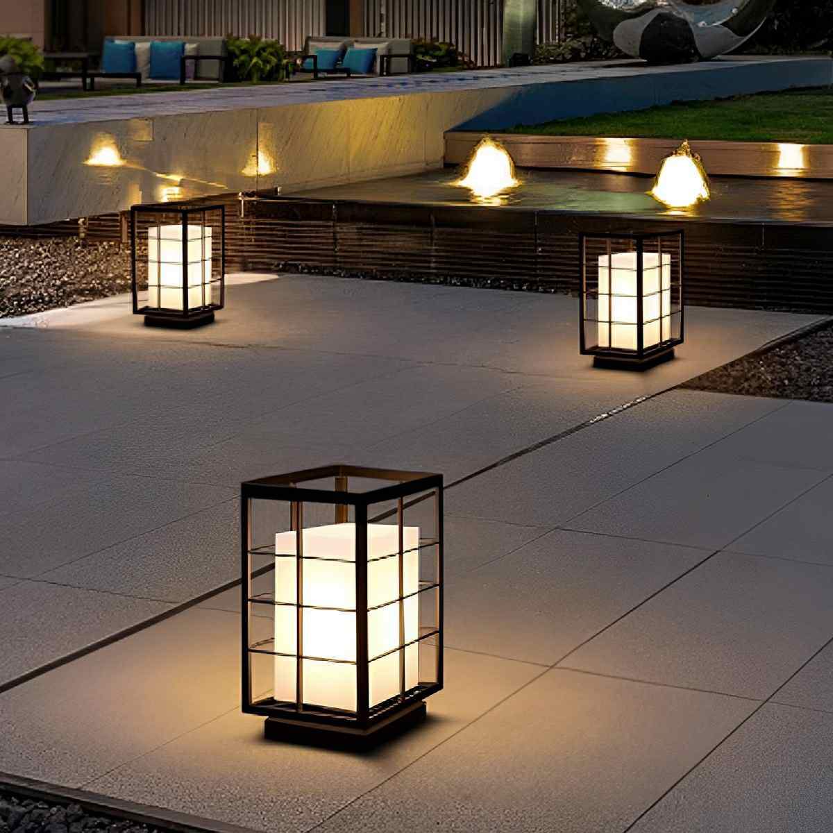 Modern Waterproof Square Lantern LED Outdoor Landscape Lawn Lighting - Glimvale