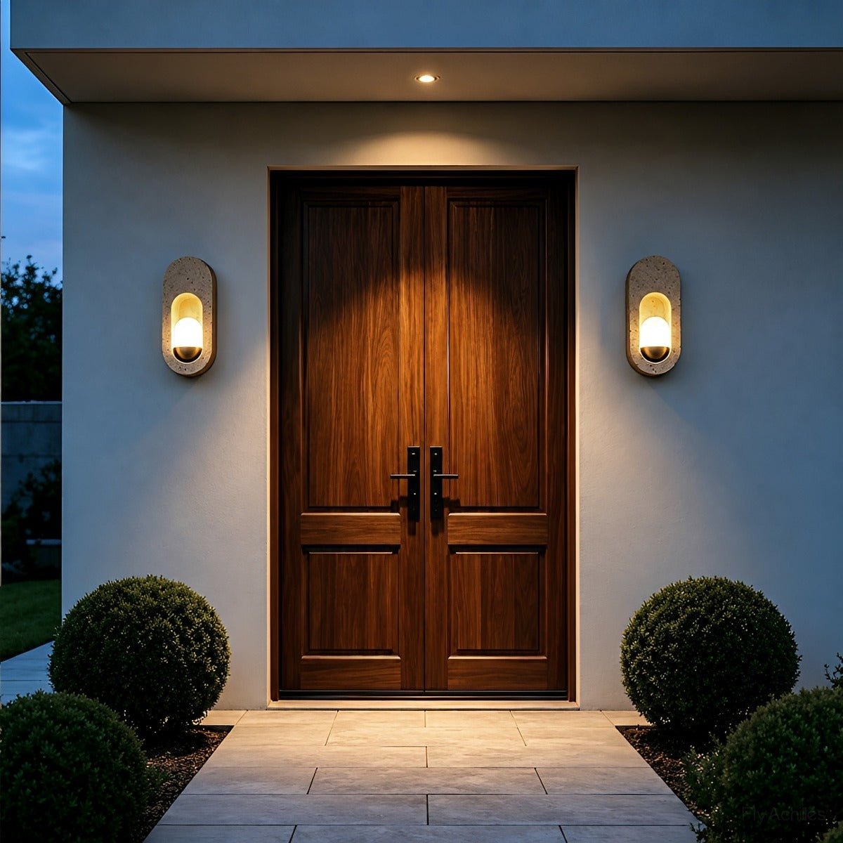 Modern Waterproof Travertine LED Outdoor Wall Light - Glimvale