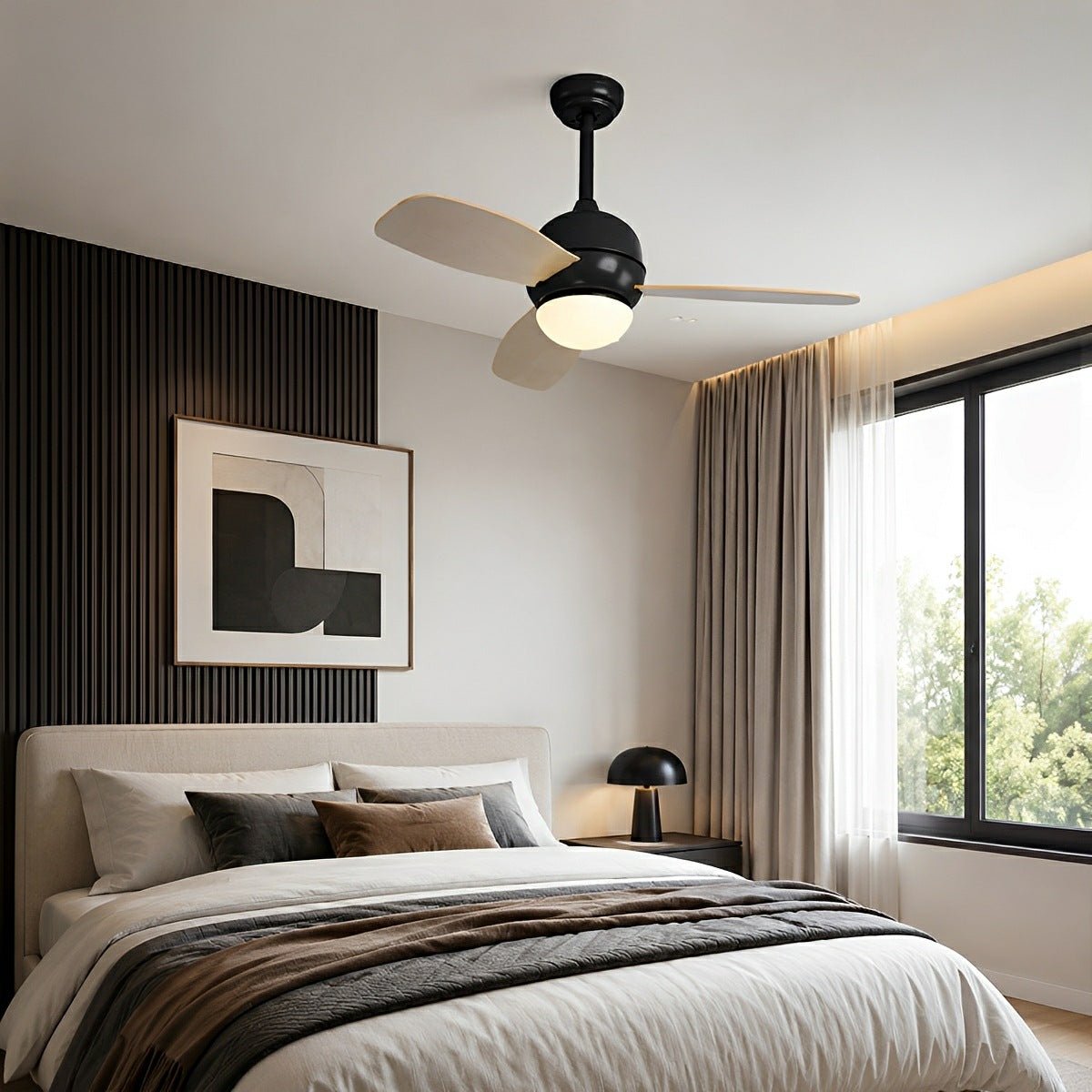 Nordic Minimalist LED Ceiling Paddle Fan DC Motor Fan Light - Glimvale