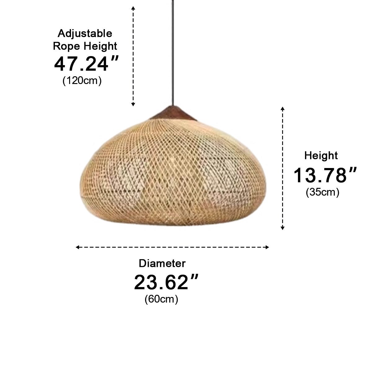 Oval - shaped Handmade Rattan Pendant Light – Boho Woven Hanging Lamp - Glimvale