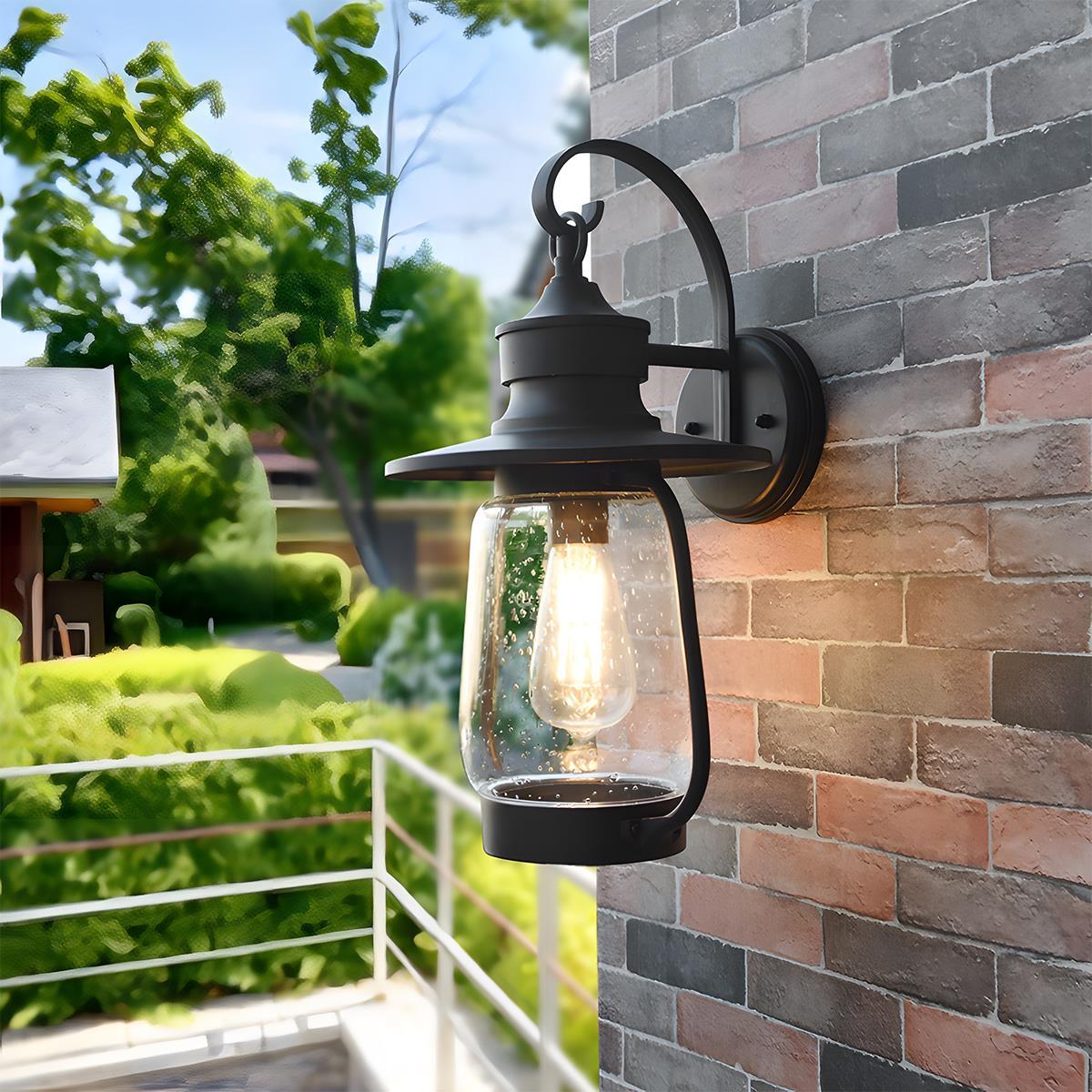 Retro Black Waterproof Lantern Outdoor Wall Sconces - Glimvale