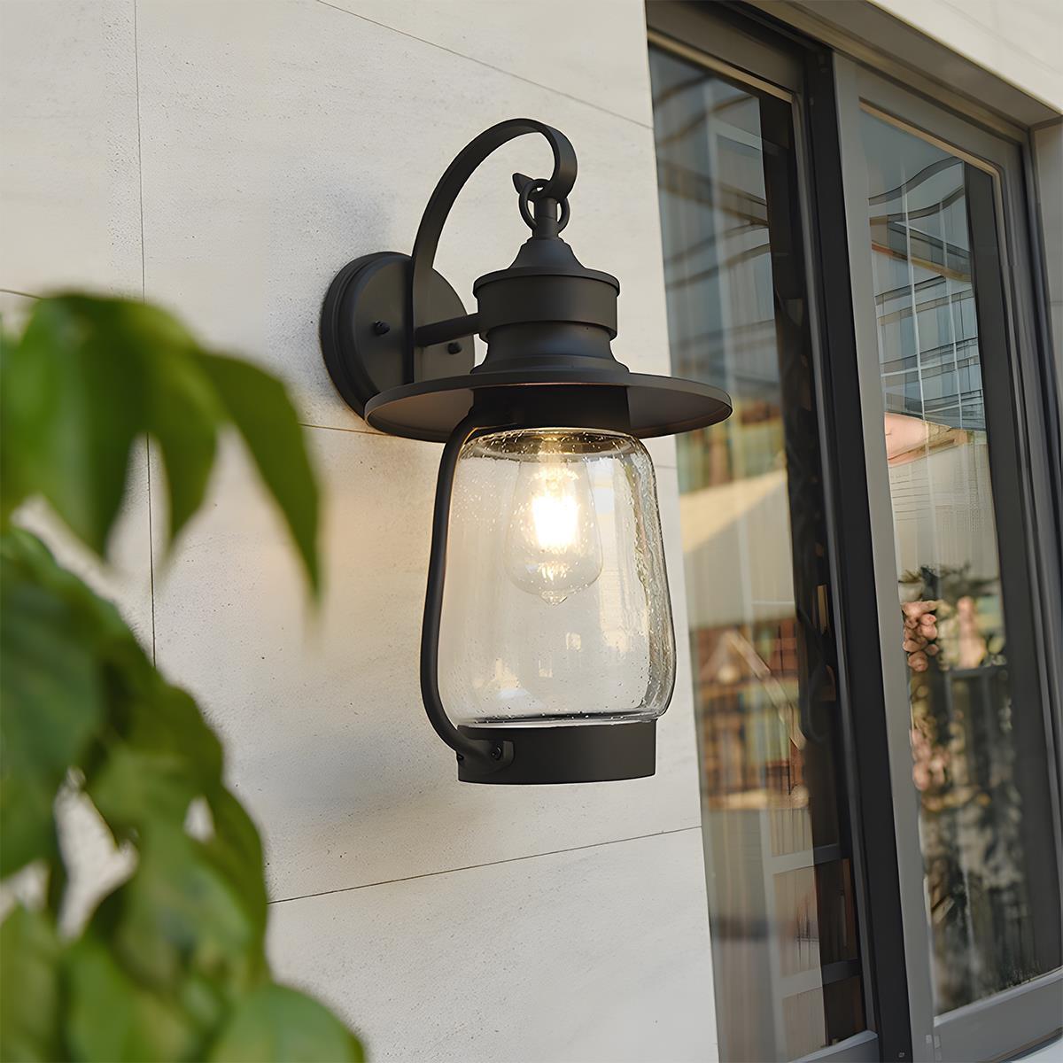 Retro Black Waterproof Lantern Outdoor Wall Sconces - Glimvale