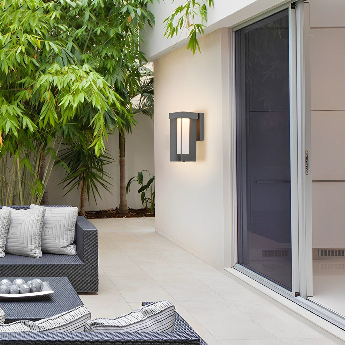 Rustic Modern Geometric Sculptural Waterproof Outdoor LED Porch Wall Lights - Glimvale