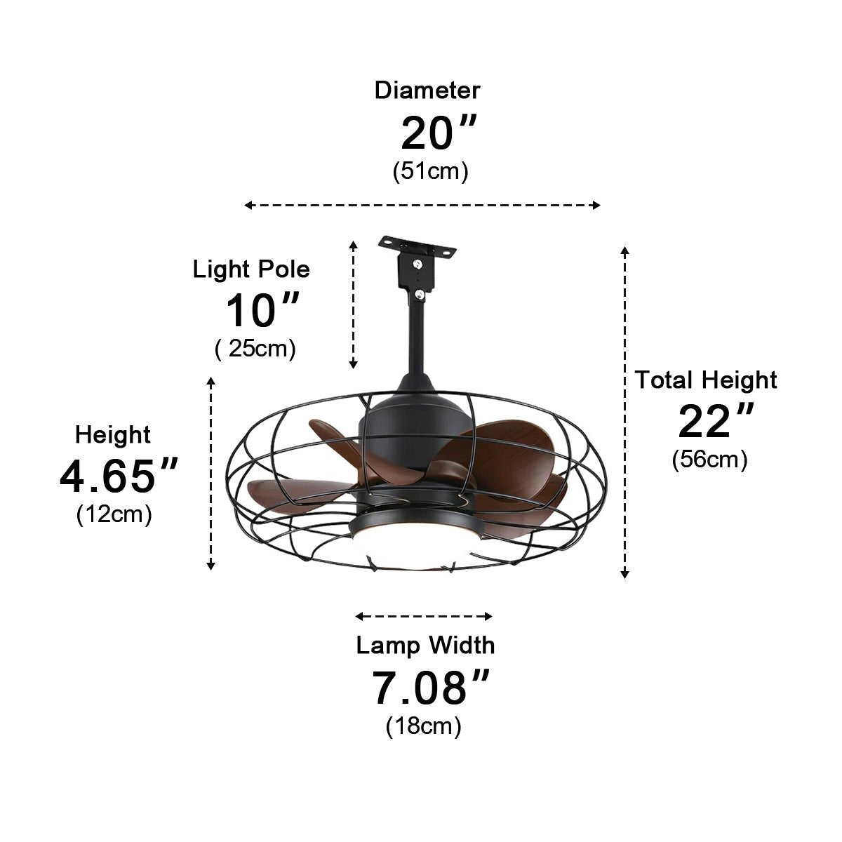 Rustic Round Outdoor DC Motor Reverse Ceiling Fan Light 19.69" - Glimvale