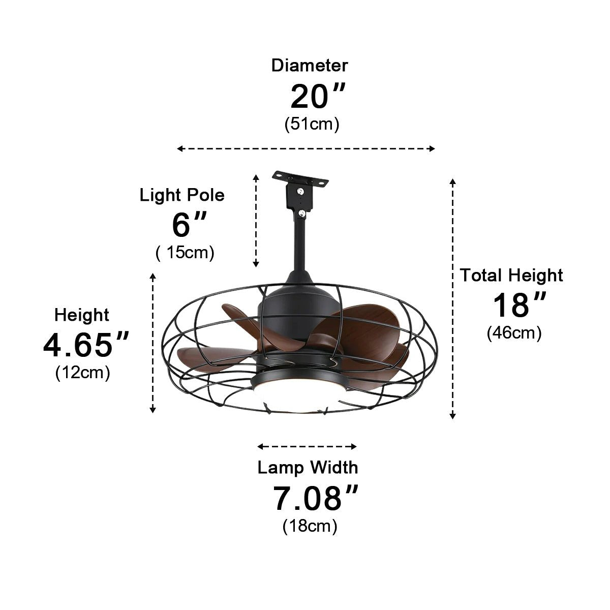 Rustic Round Outdoor DC Motor Reverse Ceiling Fan Light 19.69" - Glimvale