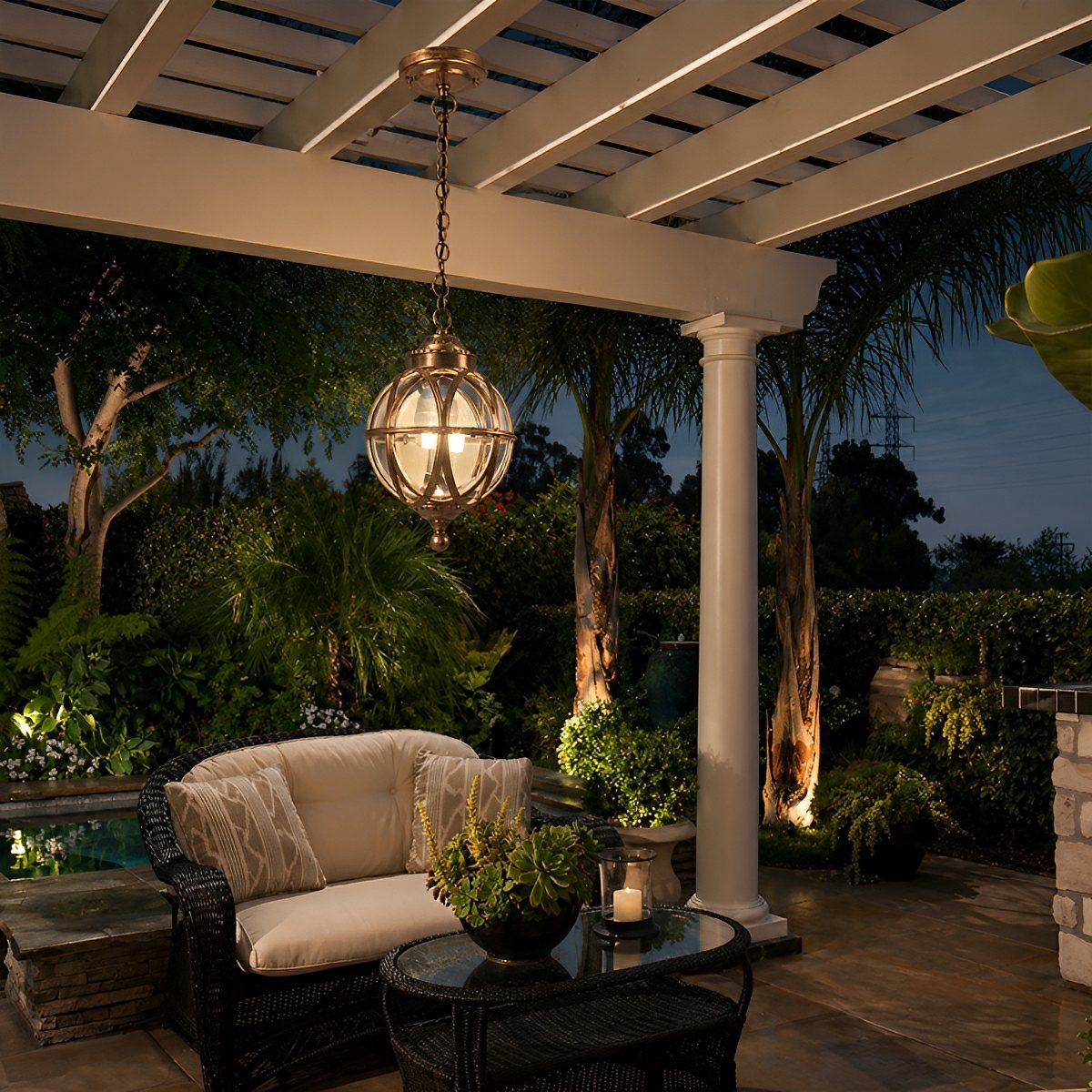 Rustic Waterproof Globe Outdoor Light Pendant Light Hanging Lantern - Glimvale