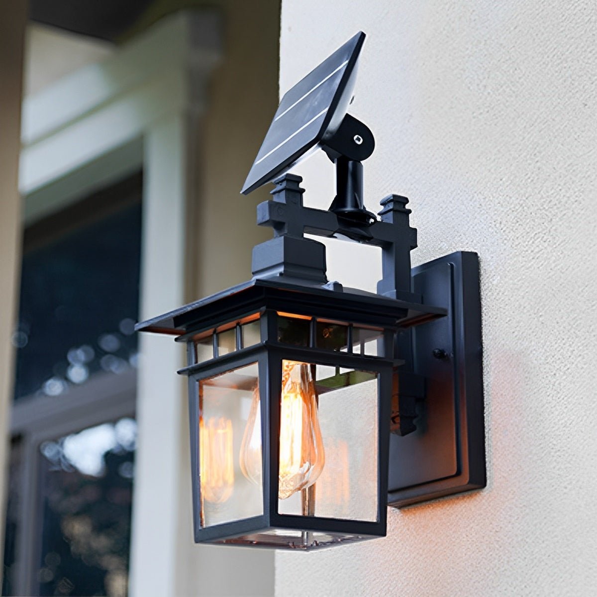 Solar Rustic Square Waterproof Outdoor LED Porch Wall Light - Glimvale