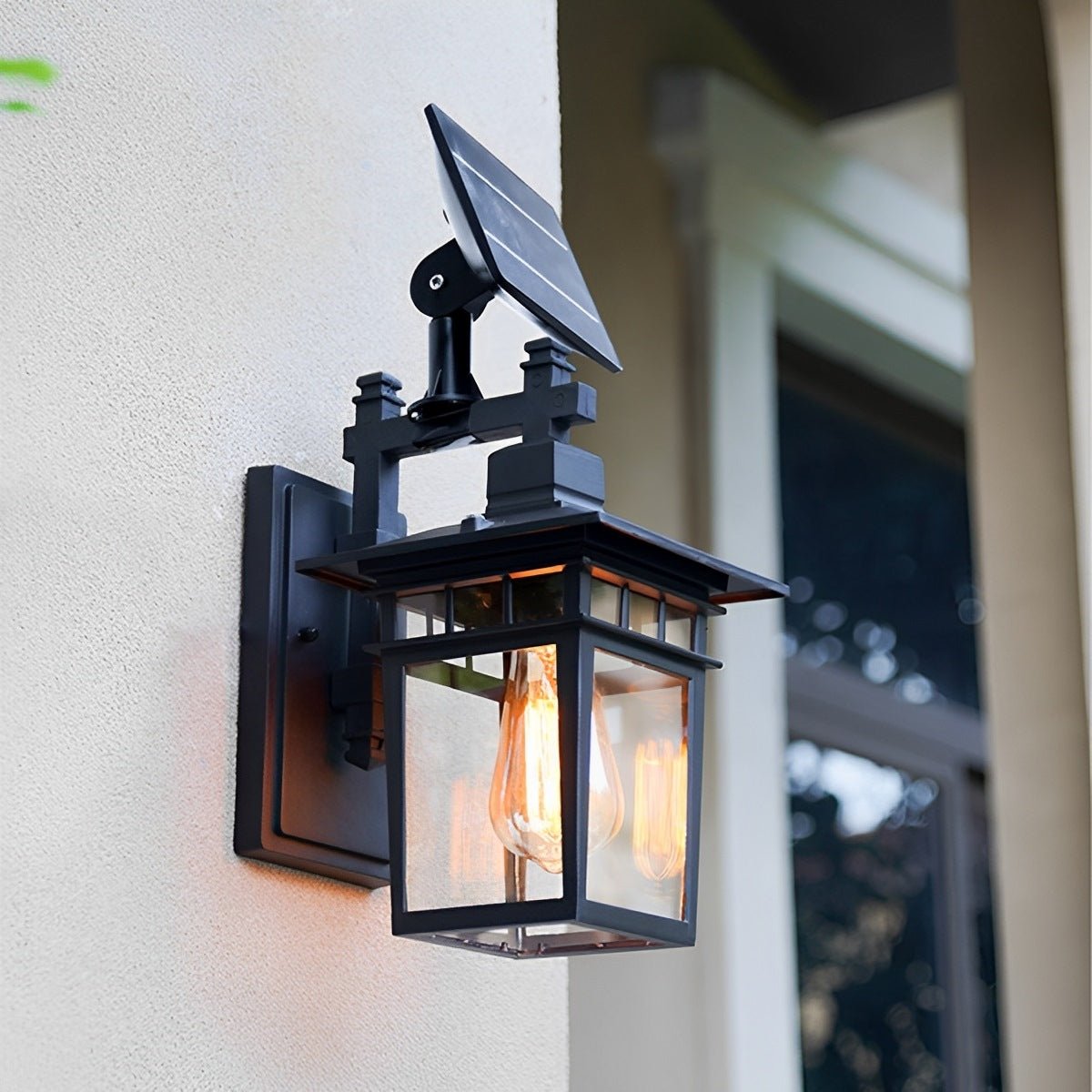 Solar Rustic Square Waterproof Outdoor LED Porch Wall Light - Glimvale
