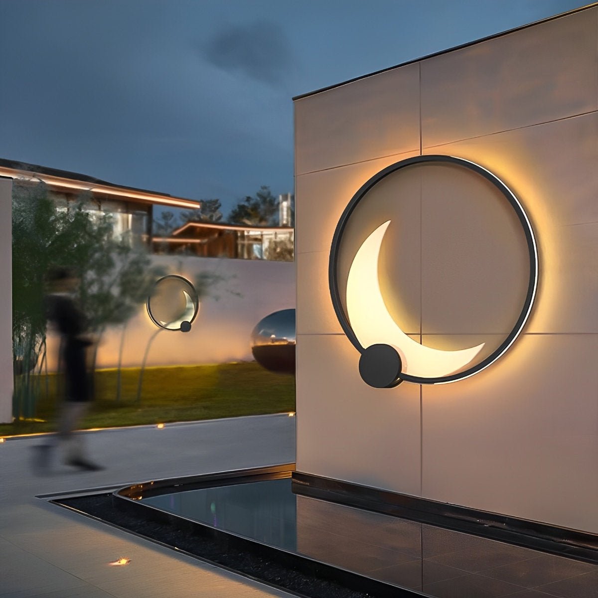 Solar Waterproof Moon LED Round Outdoor Wall Sconces - Glimvale