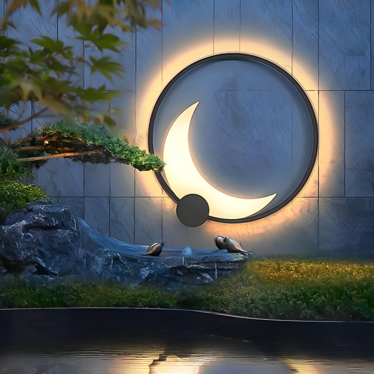 Solar Waterproof Moon LED Round Outdoor Wall Sconces - Glimvale