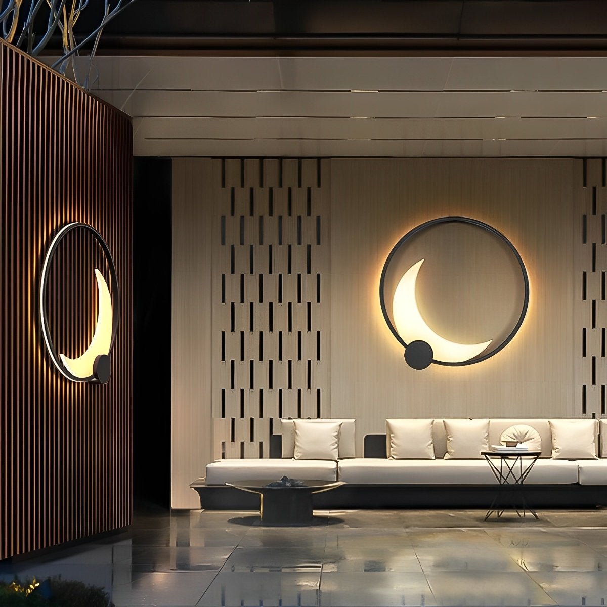 Solar Waterproof Moon LED Round Outdoor Wall Sconces - Glimvale
