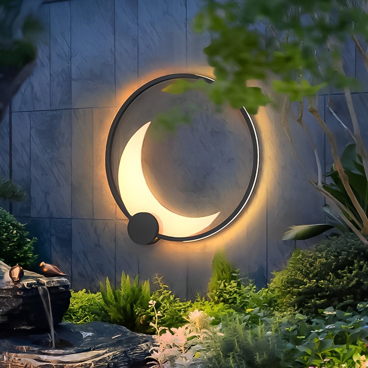 Solar Waterproof Moon LED Round Outdoor Wall Sconces - Glimvale