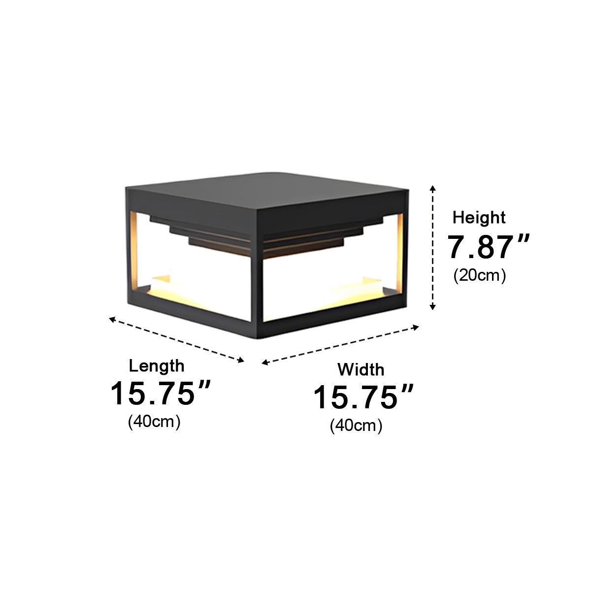 Square Modern Stepped Geometry Outdoor Post Lights - Glimvale