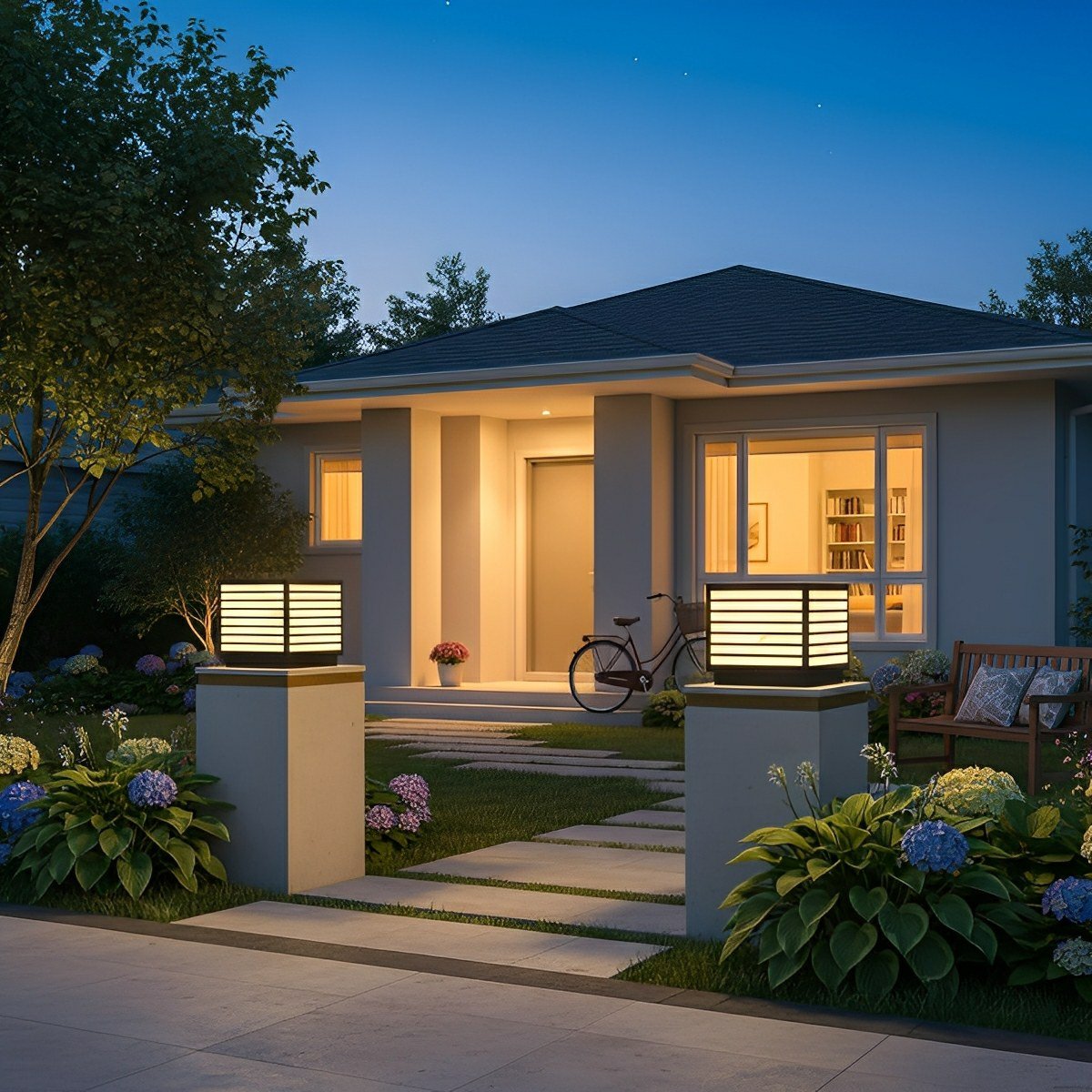 Square Waterproof LED Solar Modern Outdoor Deck Post Lights - Glimvale