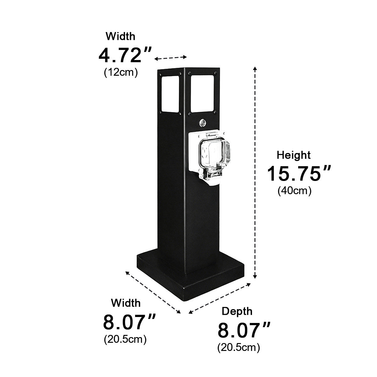 Steel Outdoor Waterproof Pathway Lights with GFCI-Protected Outlet - Glimvale