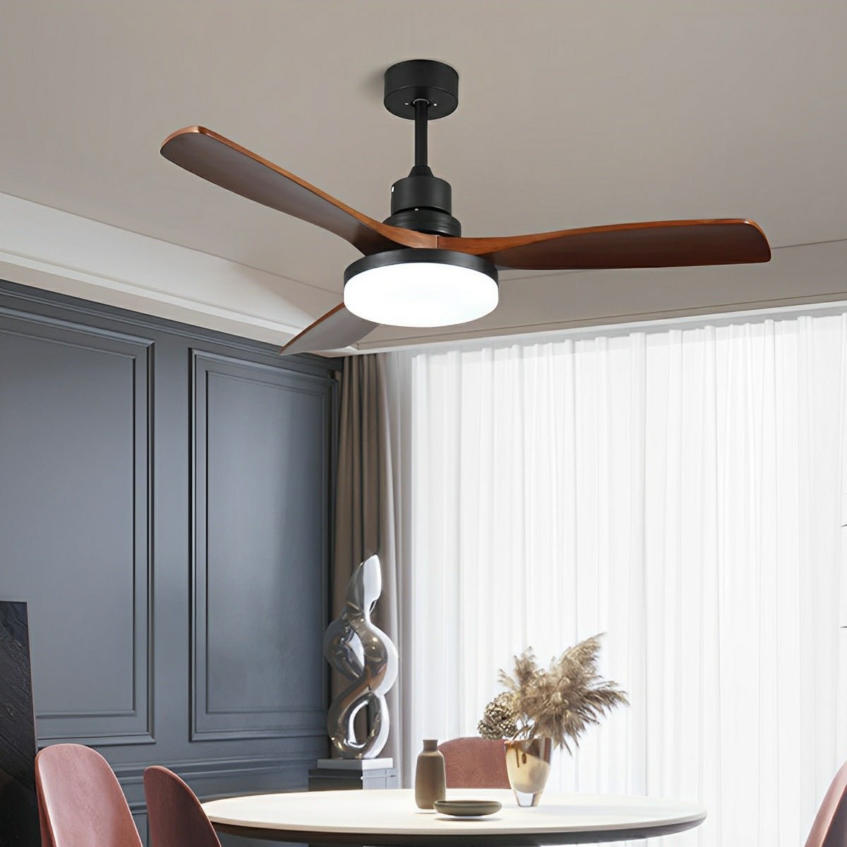 Vintage Variable Frequency Solid Wood Ceiling Fan Light - Glimvale