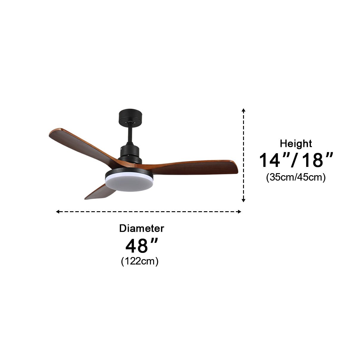 Vintage Variable Frequency Solid Wood Ceiling Fan Light - Glimvale