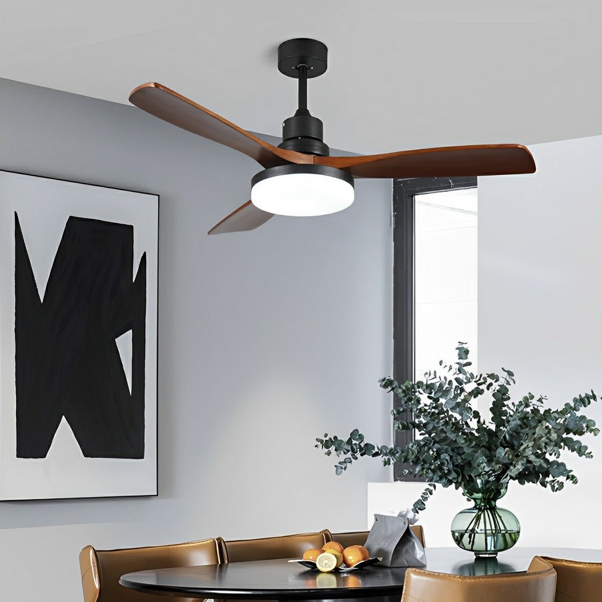Vintage Variable Frequency Solid Wood Ceiling Fan Light - Glimvale