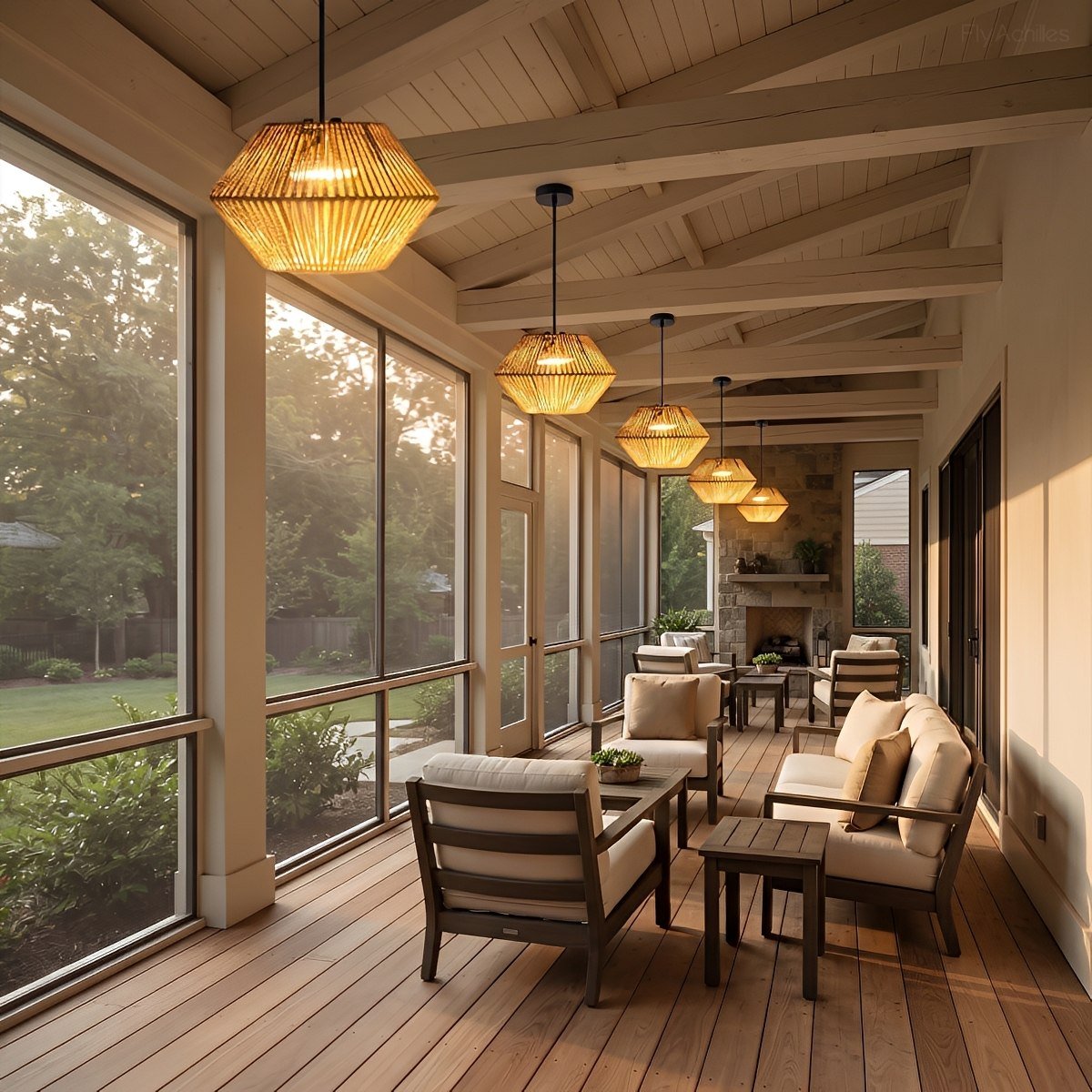 Waterproof Coastal Geometric Rattan LED Outdoor Pendant Light - Glimvale